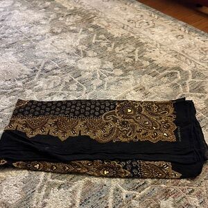 Dana Buchman Black and Gold Paisley Scarf